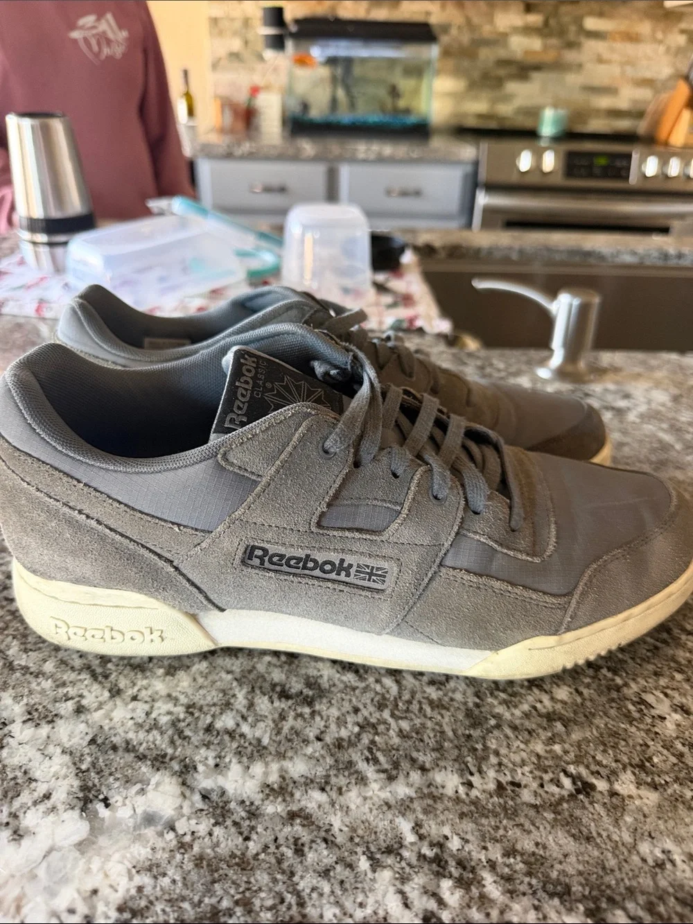 Reebok Men’s Gray Suede & Textile Sneakers